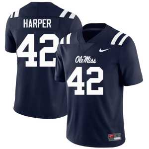 Navy Embroidery #42 Jack Harper College Football Men Mississippi Jerseys 756812-165 - Image 1