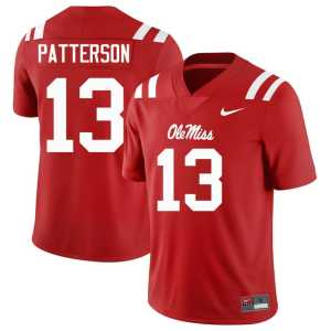 Red #13 Men's University College Football Rebels Jack Patterson Jerseys 956204-822 - Image 1