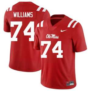 Red Player Mens #74 College Football Ben Williams Ole Miss Jerseys 617543-595 - Image 1