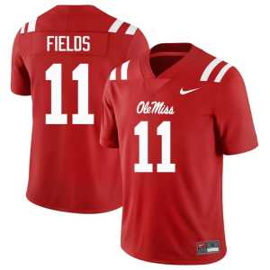 Red College Football Men's #11 Horatio Fields Miss Rebels Official Jersey 782575-649 - Image 1