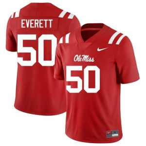 Red #50 College Football Miss Rebels Men's Troy Everett Player Jersey 961810-464 - Image 1