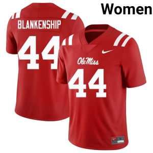 Red #44 2025 Caleb Blankenship Forward Rebels College Football Women's Jerseys 974279-857 - Image 1