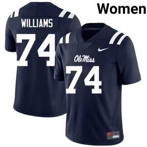 Navy #74 College Football Miss Rebels Alumni Ben Williams Women's Jerseys 110425-967 - Image 1