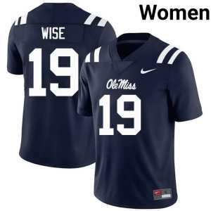 Navy #19 UM Rebels Womens College Football Limited Rees Wise Jersey 538736-998 - Image 1