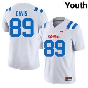 White #89 Rebels Youth College Football Dylan Davis Game Jersey 570282-121 - Image 1